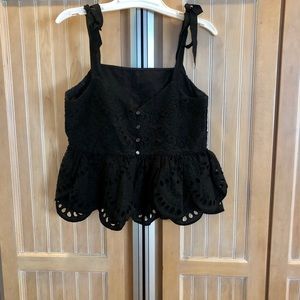 Black lace peplum top